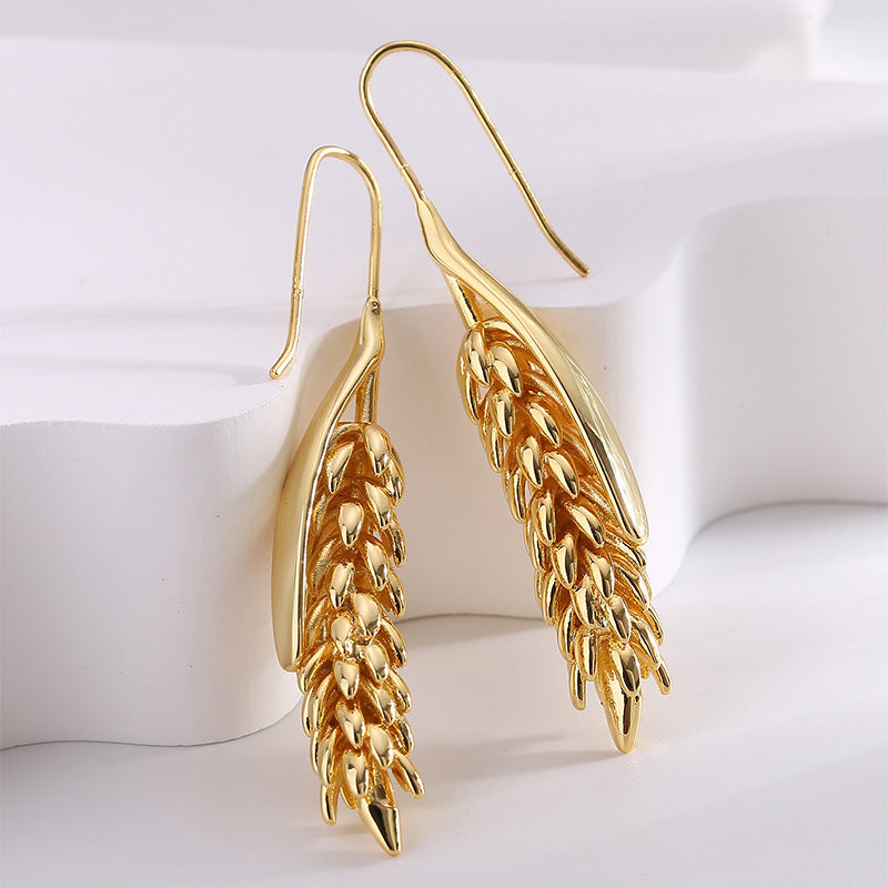 E0704 Creative Bohemian Elegant Versatile Wheat Ear Hook Women's Personality Fashion Design Earrings