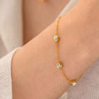 2H  New Fashion Bracelet18K Gold-plated Round Zircon Stainless Steel Bracelet Trendy Versatile Jewelry