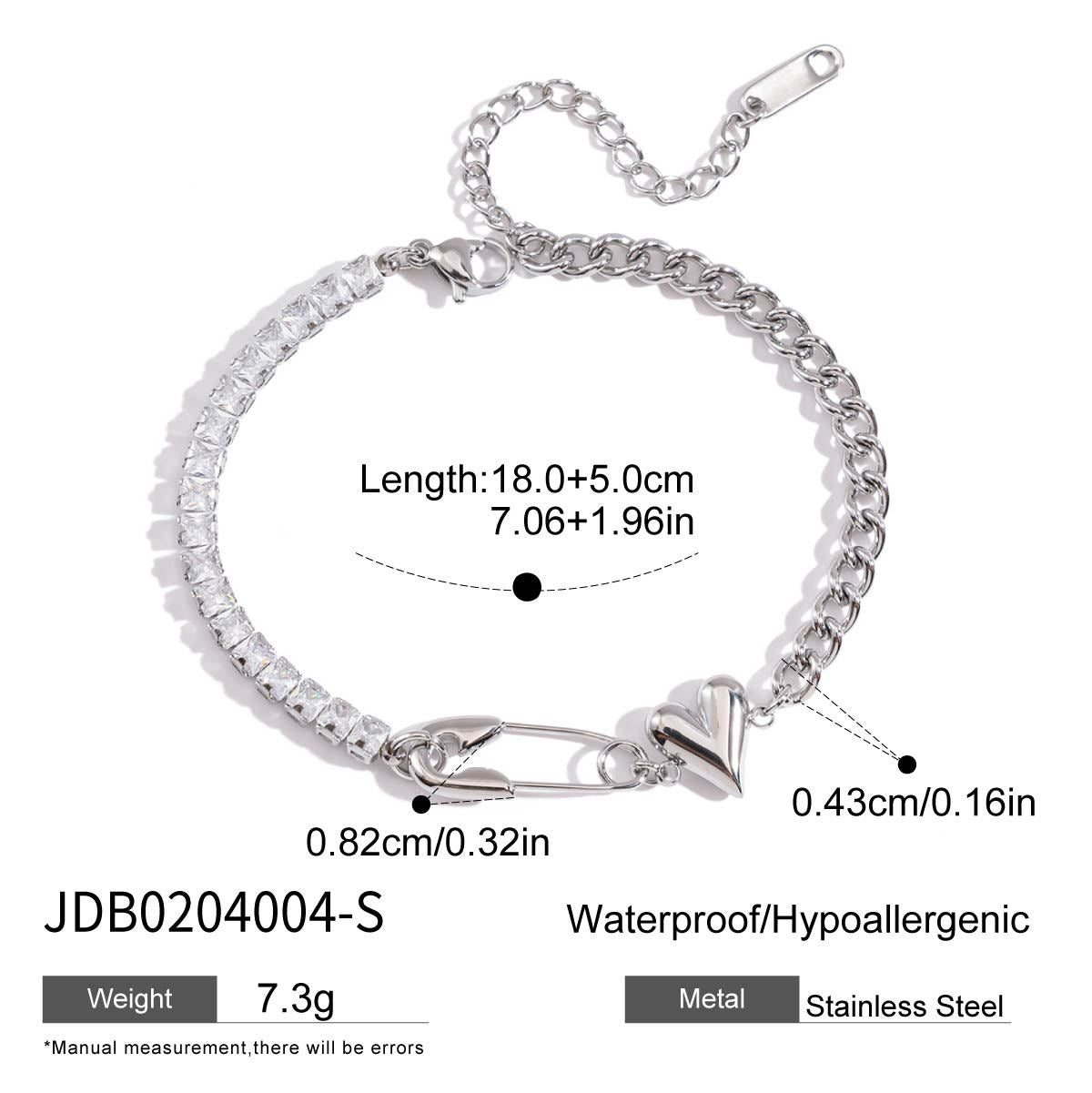 2H Stainless Steel Zircon Bracelet Jewelry Non-Fading Product