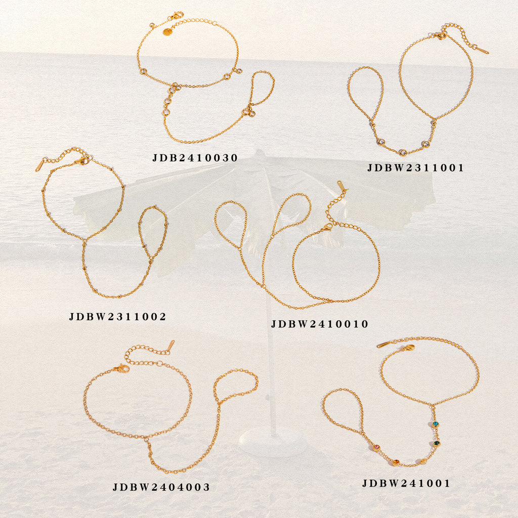 Stainless Steel Zircon Pearl Finger Bracelet Non-Fading Jewelry