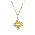 S925 Silver Square Hollow Zircon Necklace Collarbone Chain