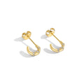 Gold-Plated Brass Semicircle Zircon Stud Earrings — front view — jewelry finish and design detail