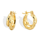CYE0207 Flowing Copper Hoop Earrings for Women Silver Plain Hoop Earrings Stud Design Ear Jewelry