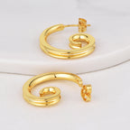 E0630 Fashion Spiral Design Earrings for Women Brass Gold Plated Simple Style Stud Earrings