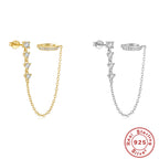 S925Sterling Silver Single Row Diamond-Studded Non-Pierced Ear Clips Tassel Single Diamond Stud Earrings Hot-Selling Earrings Jewelry