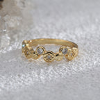 R0587 Unique Irregular Design Ring for Women, Copper Plated with Real Gold, Micro Pave Zircon, Minimalist