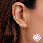 S925Sterling Silver Curved Wave Two-tone Diamond-studded Earrings Hoop Earrings Classic Hot-selling Trendy Ear Jewelry Earrings