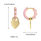 E0503 Fashion Pink Epoxy Micro Inlaid White Zircon Earrings for Women Fresh Sweet Cool Heart-shaped Drop Earrings