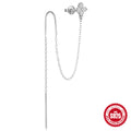 Floral Stud Chain 925 Sterling Silver Earrings — decorative detail — jewelry finish and design detail