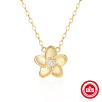 Sterling Silver Flower Zircon Necklace Collarbone Chain