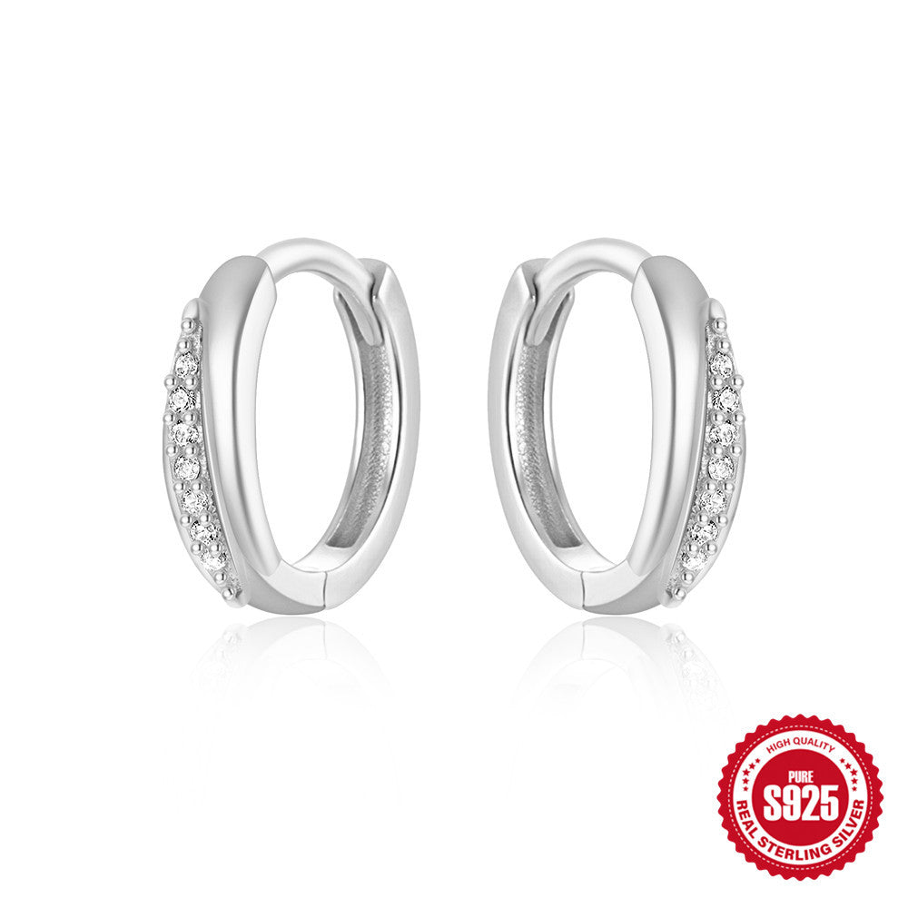 S925Sterling Silver Double Row Diamond Minimalist Fashion Hoop Earrings Hot Selling Classic High-end Earrings Jewelry