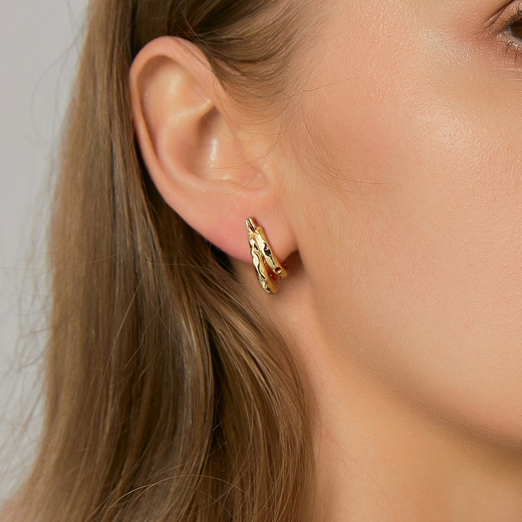 CYE0207 Flowing Copper Hoop Earrings for Women Silver Plain Hoop Earrings Stud Design Ear Jewelry