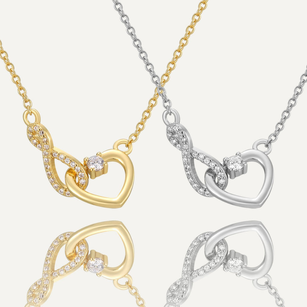 CYN0112 Infinite Love Copper Necklace Vintage Fashion Butterfly Tassel Heart-shaped Collarbone Chain