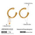 Pearl Tassel Stainless Steel Gold-Plated Drop Earrings — material detail — jewelry finish and design detail