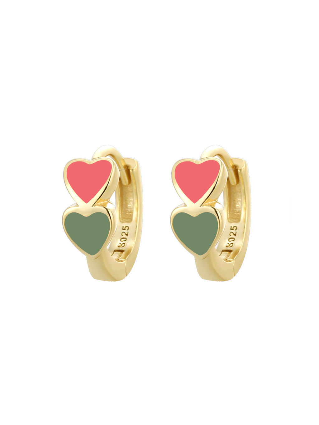 SE Jewelry Double Heart Colorful Resin Earrings For Women Gold Plated