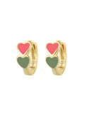 14K Gold-Plated 925 Sterling Silver Double Heart Colorful Resin Earrings — additional design view — jewelry finish and design detail