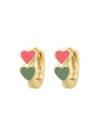 SE Jewelry Double Heart Colorful Resin Earrings For Women Gold Plated