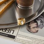 Rhinestone Ribbed Ring Non-Fading Jewelry Stainless Steel