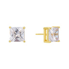 E0777 Simple Four-Prong Square Zircon Earrings for Women Copper Plated18K Gold Fashion Earrings