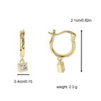 E0354 Ornament Square Diamond Earrings Minimalist Retro Hoop Simple Ear Clips for Women