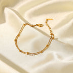 Exquisite 18K Gold Bead Chain Bracelet PVD Electroplated Jewelry Waterproof Double Layer Chain Bracelet for Women