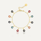 B0161 Fashion Colorful Circle Resin Bracelet for Women Brass Gold Plated Bohemian Style