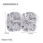 Stainless Steel Square Pleated Earrings Studs2025New Year's Trendy Design Earrings