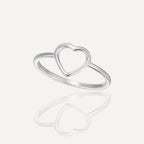 SR0040 S925Silver Thread Hollow Heart Ring for Women Sweet Design