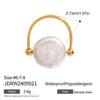 Stainless Steel Button Pearl Glossy Ring Export Jewelry