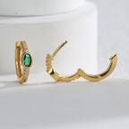 E0465 Round Single-Sided Trendy Circle Earrings for Women Simple Zircon Hoop Earrings