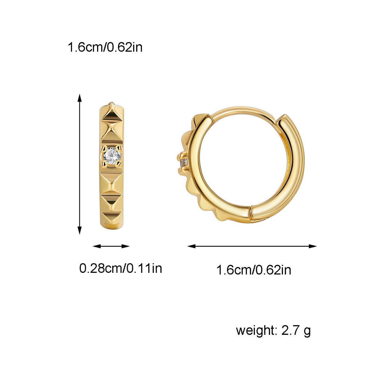 E0448 Minimalist Geometric Circle Women's Earrings Hoop Personality Wave Pattern Zircon Earrings