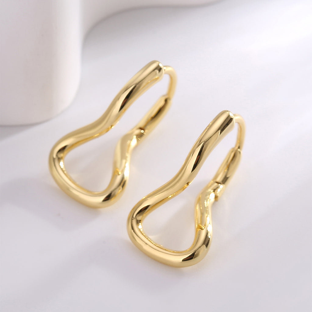 E0615 Design Sense Geometric Twisted Earrings for Women Brass Gold Plated Fashion Smooth Surface Ear Jewelry