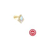 Moonstone and Cubic Zirconia 925 Sterling Silver Flat-Back Stud — craftsmanship detail — jewelry finish and design detail