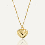 N0294 Simple Versatile Heart Pendant Necklace for Women Brass Gold-Plated Smooth Surface 3D Heart Fashion Necklace
