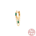 S925Pure Silver Geometric Tassel Chain Square Zircon Pendant Earrings Hoop Earrings New Earrings for Women