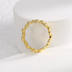R0473 Design Sense Oval Bead Ring for Women, Copper Plated with Real Gold, Simple and Minimalist Ring