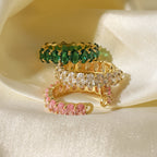 Women's Fashion Versatile Ring Plated18k Gold and Copper Inlaid Zircon Oval Adjustable Open Ring