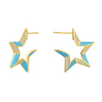 E0498 Fashion Five-Pointed Star Simple Resin Earrings for Women Copper Gold-Plated Zircon Star Earrings