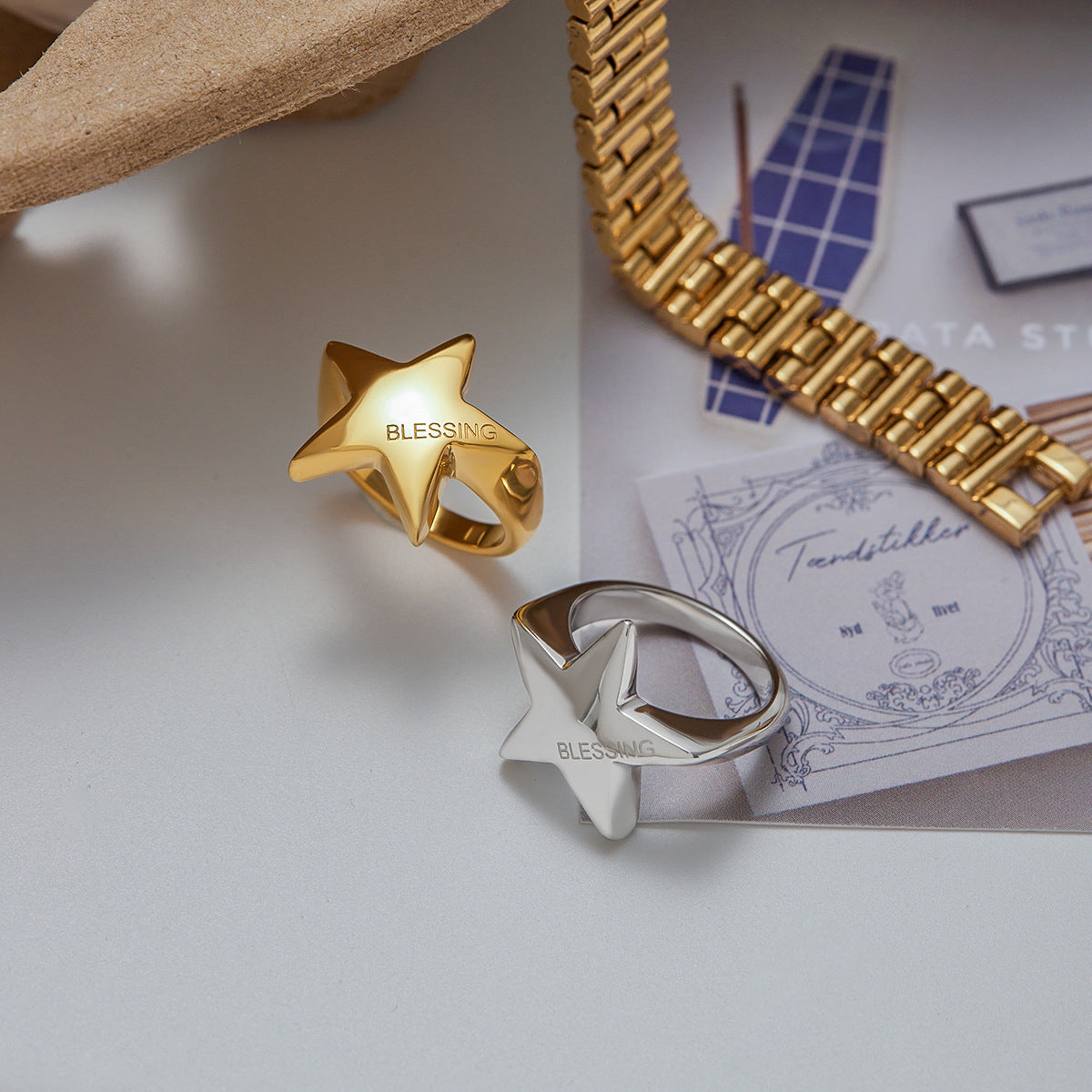 Five-pointed Star Ring Non-fading Jewelry rings Ornament