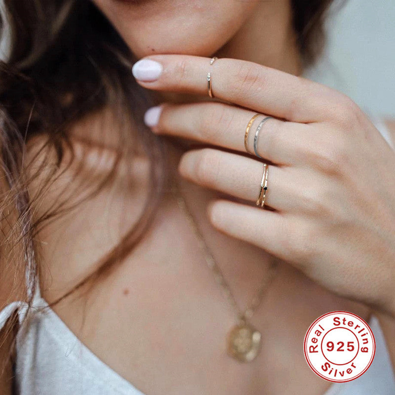 Japanese and Korean Design925Sterling Silver Ring Creative Simple Trendy Small Sun Retro Ring