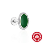 S925Sterling Silver Flat Threaded Piercing Chain Earrings Hot Sale Fashion Inlaid Diamond Opal Ear Bone Stud Earrings for Women