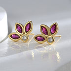 E0604 Xiaoxiang Fashion Autumn Winter Earrings for Women Clover Inlaid with Purple Zircon Stud Earrings