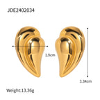 Heart-shaped Stud Earrings18K Gold Stainless Steel Necklace Accessories Women's Jewelry