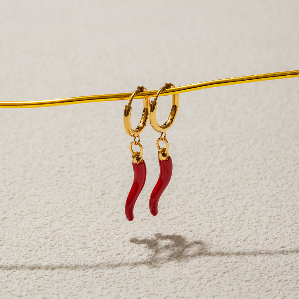 2H Stainless Steel Chili Oil Drop Earrings Studs Non-Fading Ear Jewelry for Women