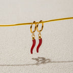 2H Stainless Steel Chili Oil Drop Earrings Studs Non-Fading Ear Jewelry for Women