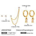 Cubic Zirconia Stainless Steel Stud Earrings in Gold-Tone with gold-tone stainless steel construction