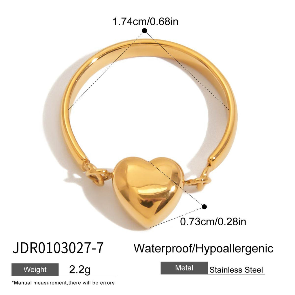 2H Heart-shaped Ring Non-fading Jewelry Design Stainless Steel Ring