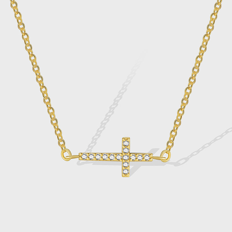 N0249 Simple Design Necklace for Women Fashionable Elegant Cross Zircon Choker