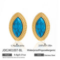 Gold-Tone Stainless Steel Turquoise Earrings styled for independent jewelry boutiques
