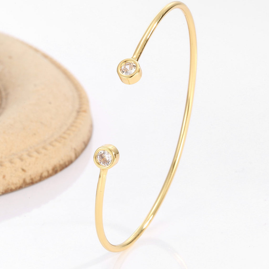 CYB0221 Super Sparkling Zircon Open Bracelet for Women with Exquisite Design and Smooth Surface